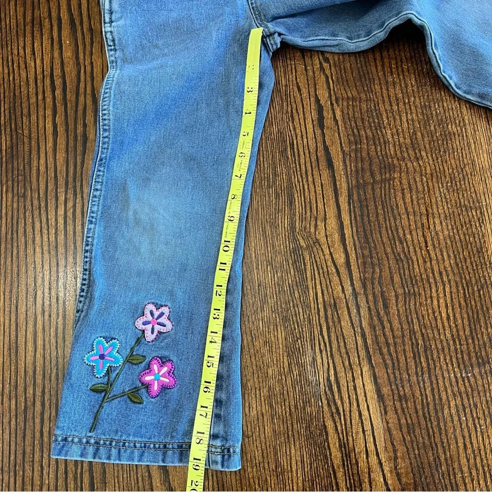 Vintage Y2K Gasoline Girls Bib Overalls Size Large Denim Jeans Flower Power